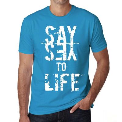 Vintage T-shirt voor heren Grafisch T-shirt Zeg ja tegen het leven Aqua