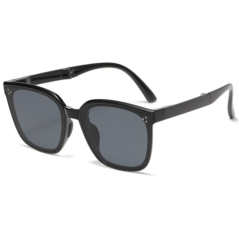 New Folding Small Frame Sunglasses Women's High-Grade Street Shooting Travel Sun Glasses Uv-Proof Sunglasses Men