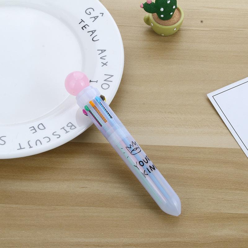 Ten-color Ballpoint Pen Girl Heart Cartoon Press Multi-color Pen Multi-function Color Handbook Pen Creative Cute Pen