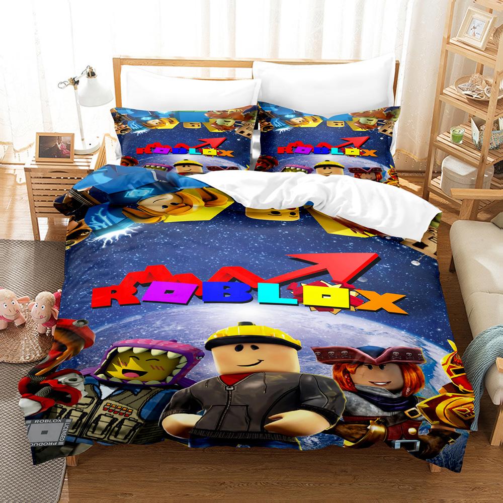 Three-piece home textile four-piece set, cartoon ROBLOX My World digital printing bedding