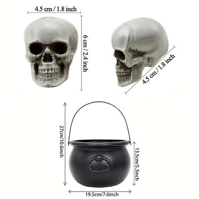 Two-Piece Halloween Party Decorations Set Witch Candy Buckets with Skull Ornament Perfect Halloween Props for Parties & Events