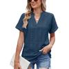 Spring Summer Jacquard V-neck Short Sleeved Loose T-shirt Top for Women's Clothing