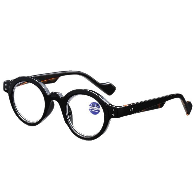 Round Frame Anti-Blue Reading Glasses Retro High Definition Japanese Flat Glasses Middle-Aged And Elderly Spring Reading Glasses
