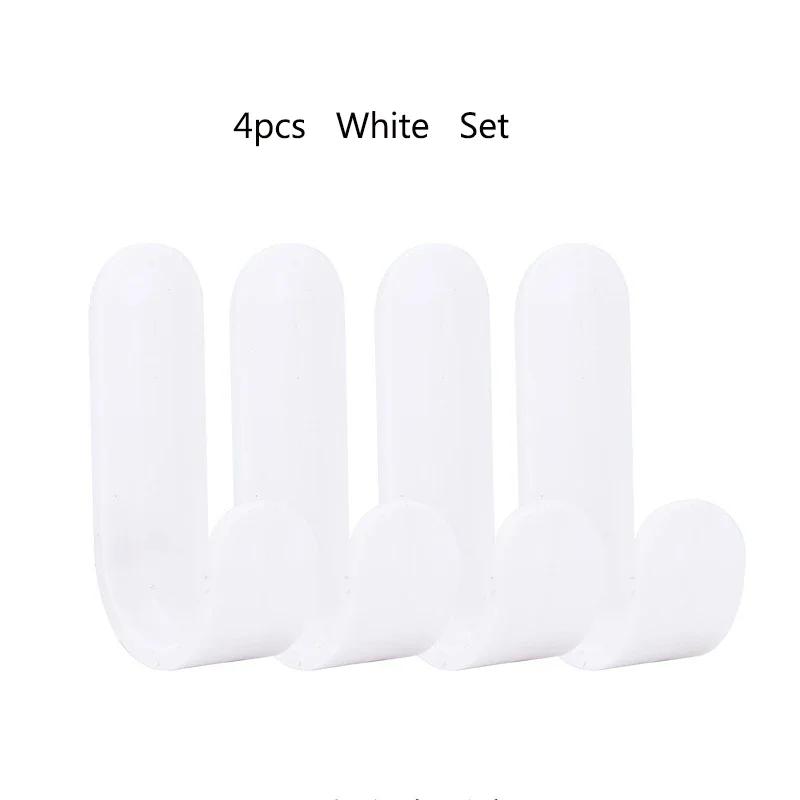 4PCS Towel Hook Plastic Door Hanger Self Adhesive Wall Hanger Hat Racks Key Hanger Wall Organizer Home Decor Key Holder