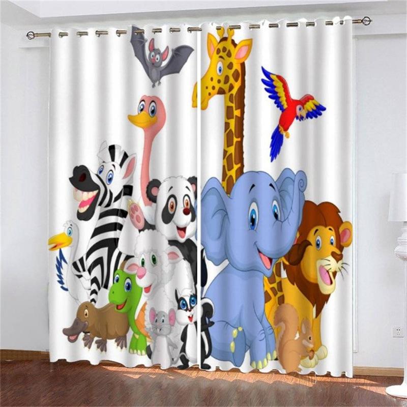 Curtain Forest Zoo Cartoon Children 3D Digital Printing High Density Blackout