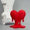 Modern Decoration Melting Heart Sculpture 3D Printed Dripping Figurine Romantic Decor Home for Room Desk Shelf Unique Love Gift