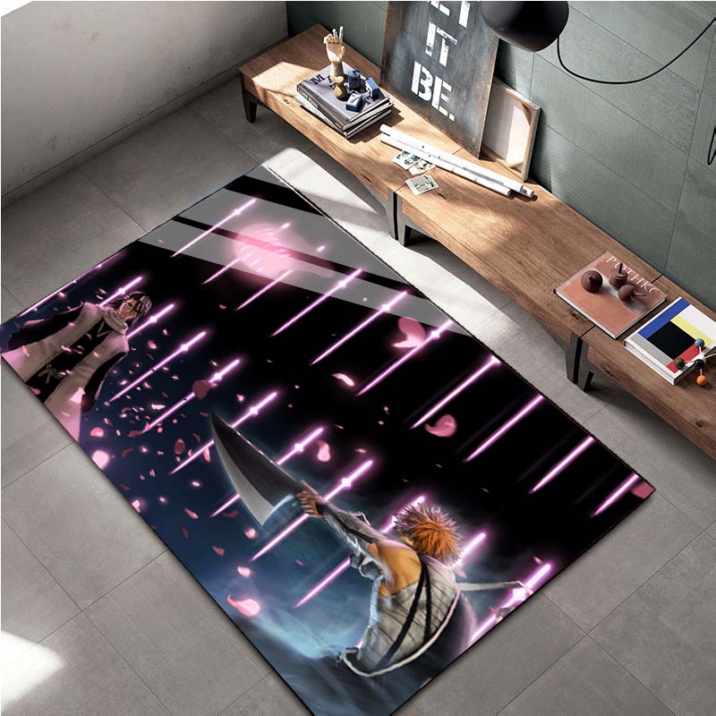15 Größen Anime Bleach Cartoon Bereichsteppich Groß, Teppich für Wohnzimmer Schlafzimmer Sofa Fußmatte Dekoration, Kinder Spiel Rutschfeste Bodenmatte