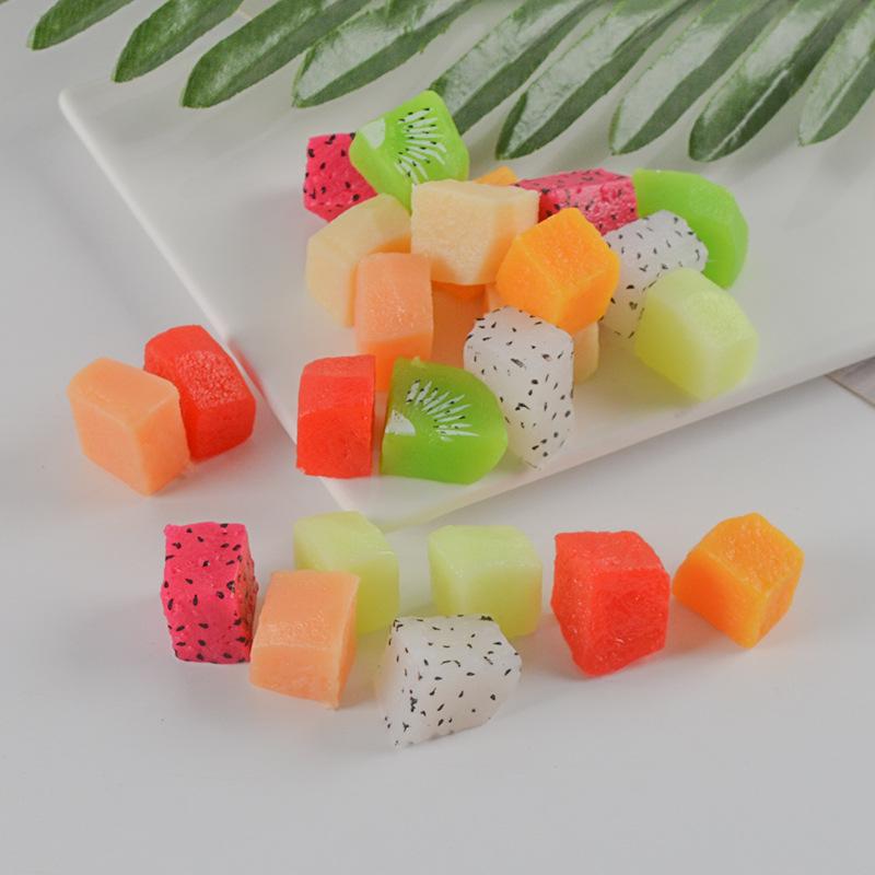 Dragon Fruit, Watermelon, and Mango Cubes - Model Cake Decoration & DIY Fruit Salad Toy Accessories