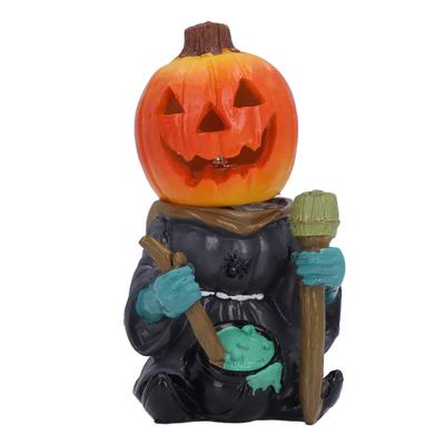 Pumpkin Head Skeleton Figurines Mini LED Light Up Table Decorations Funny Separated Body Statues