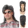 Herren Schwarze Lockige Perücke Rocker Stil Cosplay Vintage Mode Hitzebeständiges Synthetisches Haarteil