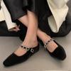 2025 New Fashion Spring Square Toe Women Mary Jane Shoes Fashion Crystal Buckle Casual Dancing Party Prom Shoes Slippers