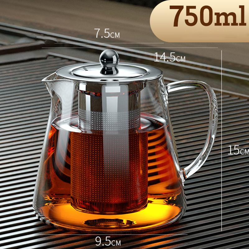 Heat Resistant Glass Teapot with Stainless Steel Tea Strainer High Heat Resistant Infuser Flower Kettle Kung Fu Tea Pots