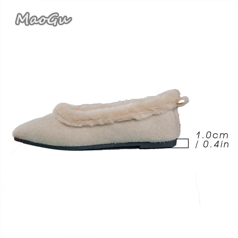 Fashion 2025 Autumn Winter Short Plush Women's Flats Warm Pointed Toe Slip On Casual Loafers Comfortable Shallow Shoes Zapatos De Mujer