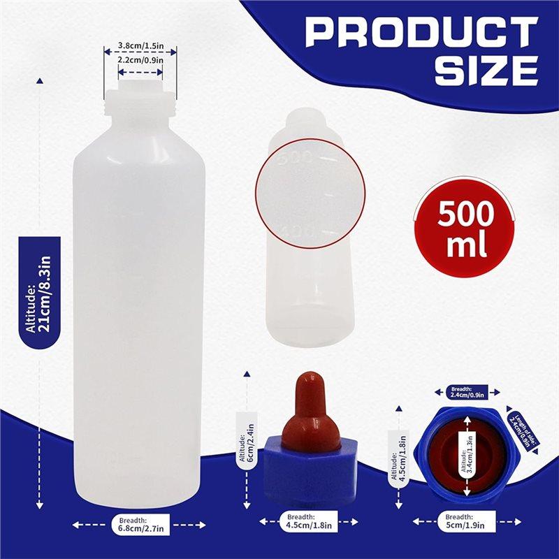 Premium-2Pcs 500Ml Calf Nursing Feeder Bottle With Nipple Milk Feeder Feeding Bottles,Farm Goat Calf Sheep Milk Livestock Tools
