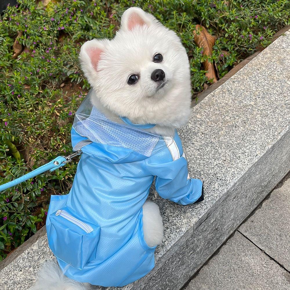 Transparent Hood Dog Raincoat Full-coverage Cat Rainproof Pet Clothes for Small Dog