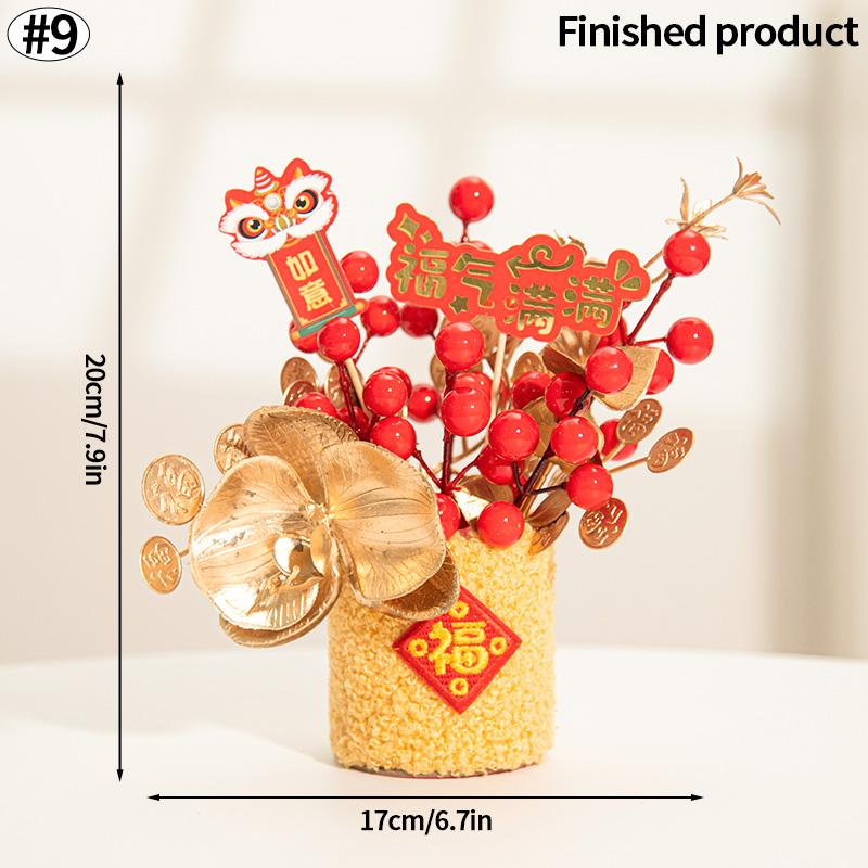 

2025 Красный Обнимающий Ведерко Новогоднее Благословение Ведро Фортуна Украшение Настольный Новогодний Украшение Весенний Фестиваль Букет Праздничный Декор