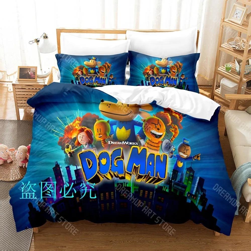 3D Print DOG MAN Cartoon Bedding Set Single Twin Full Queen King Size Bed Set Adult Kid Bedroom Duvetcover Sets