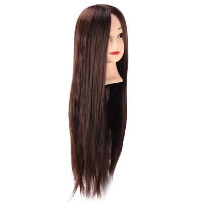 Hair Mannequin Head Dark Brown Hair Braiding Practice Hairdressing Mannequin Head (with Makeup)