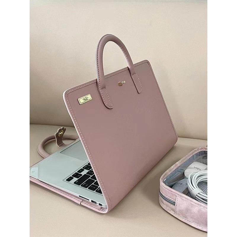 Pink Gender-Neutral Laptop Protective Case Handbag