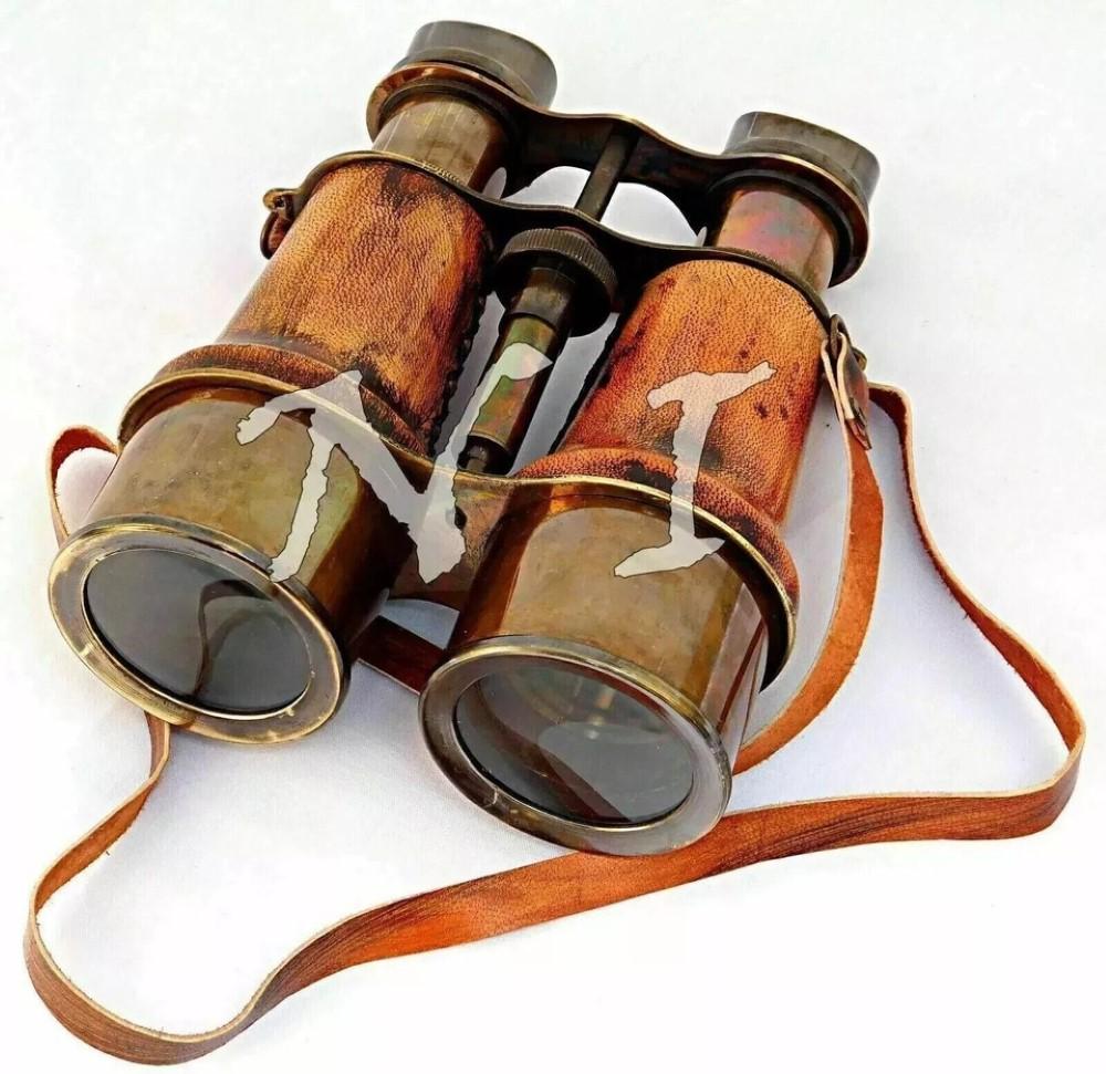 Vintage Binocular Folding Monocle Telescope Spyglass Solid Brass Antique Finish