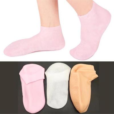 Moisturizing Silicone Gel Socks for Dry, Chapped Feet - Full-Foot Exfoliating and Protective Sleeves