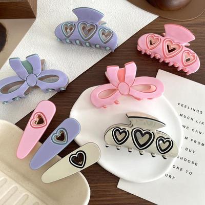 High-End Korean Heart Bow Claw Clip - 2024 New Women's Hollow Shark Clip Hair Accessory.