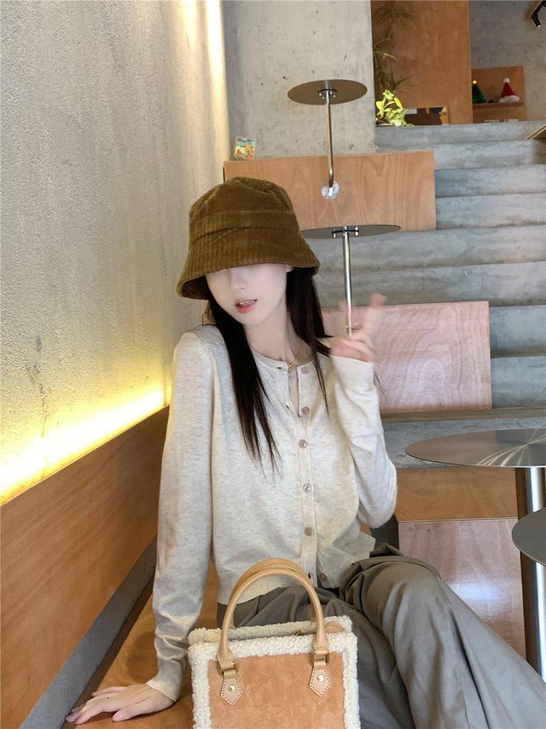 Cardigan Tricoté Style Coréen pour Femme - Pull Ajusté Petite pour Printemps & Automne