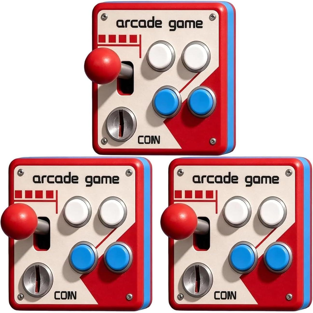 Retro Arcade Switch Panel Arcade Light Switch Cover Vintage Game Room Wall Accent with Joystick and Colorful Buttons Arcades Style Wall Art 3Pcs