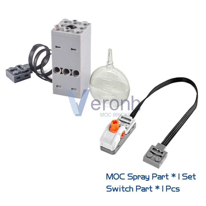 Technical Spray Exhaust Red Light Modified Unit Building Blocks Compatible MOC Supercar Train Castle Military Series Bricks Toys