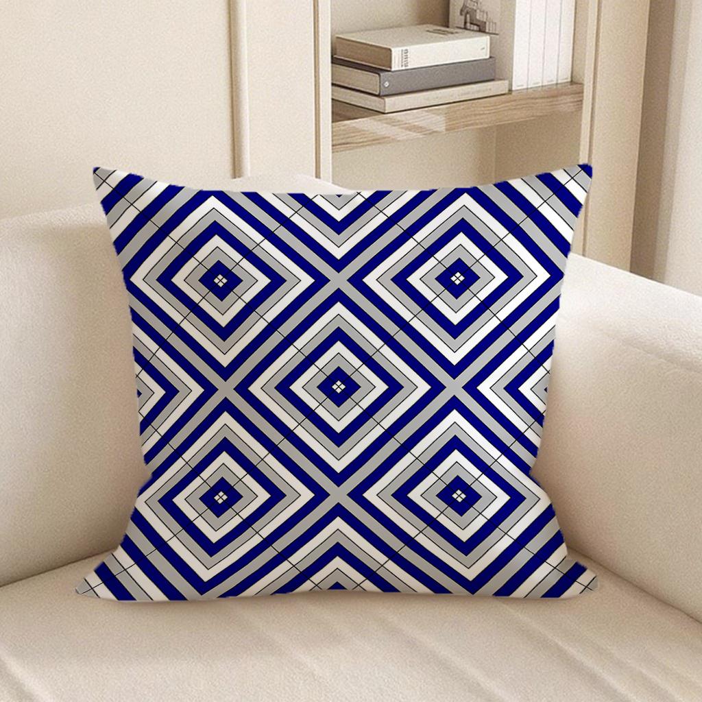 Set da 4 Federe per Cuscini a Fantasia Bianca e Blu Adatte per Divano Auto Camera da Letto Copricuscino Decorativo Federa