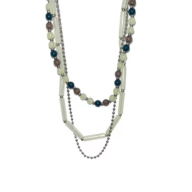 New Chinese multi-layer jade beaded necklace women s niche design sense neck chain personality collarbone chain fresh