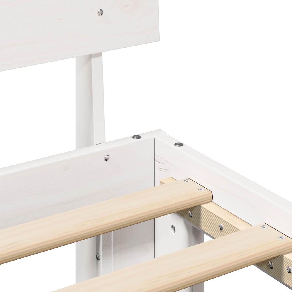 Bed Frame with Headboard White 180 x 200 cm Solid Pine Wood