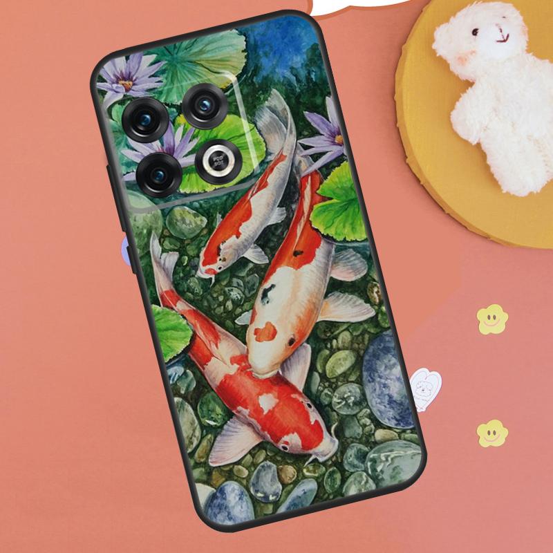 Koi Carp Fish Painting Case For OnePlus 13T 10T 8T 12R 13R 15 13 12 11 9 10 Pro Nord CE 5 2 3 4 Lite N20 N30 Funda