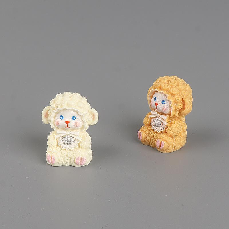 5Pcs Cute Mini Resin Sheep Figurines Soft Pastel Colors Lovely Details For Desktop Fairy Garden Decor