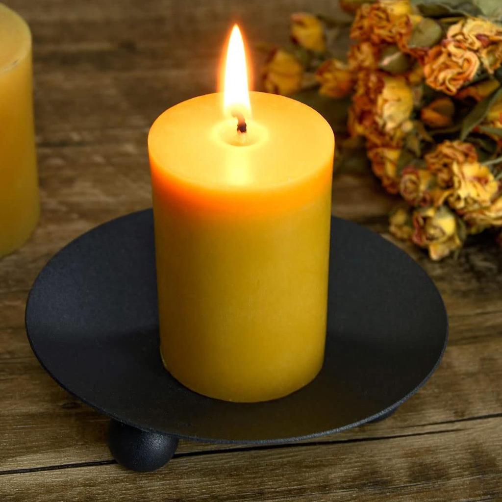 Iron Plate Candle Holder Decorative Iron Candle Plate Pedestal Candle Stand for Wax Candles Spa Wedding Birthdays Party Holder Decor
