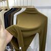 Women's Elastic Slim-Fit Long-Sleeve Half-High Collar Fleece T-Shirt - Soft, Skin-Friendly, 2022 Autumn/Winter Collection
