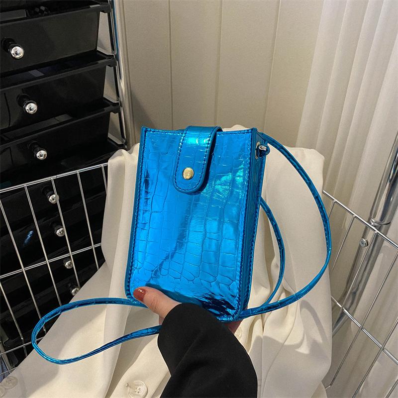Lackleder Helle Vertikale Handytasche Mode Mädchen Kleine Quadratische Tasche Neue Koreanische Version Von Stein Einzelne Schulter Crossbody Tasche