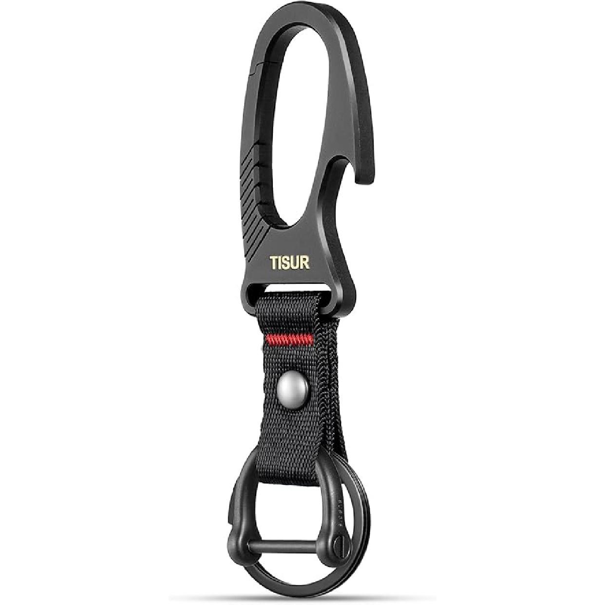 TISUR Titanium Carabiner Keychain Clip,Bottle Opener Key Chain Holder with Heavy Duty D Rings,Car Key Fob for Men Women 1