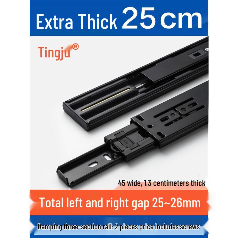 Silent Extra Thick Stainless Steel Drawer Slides with Rebound Damping