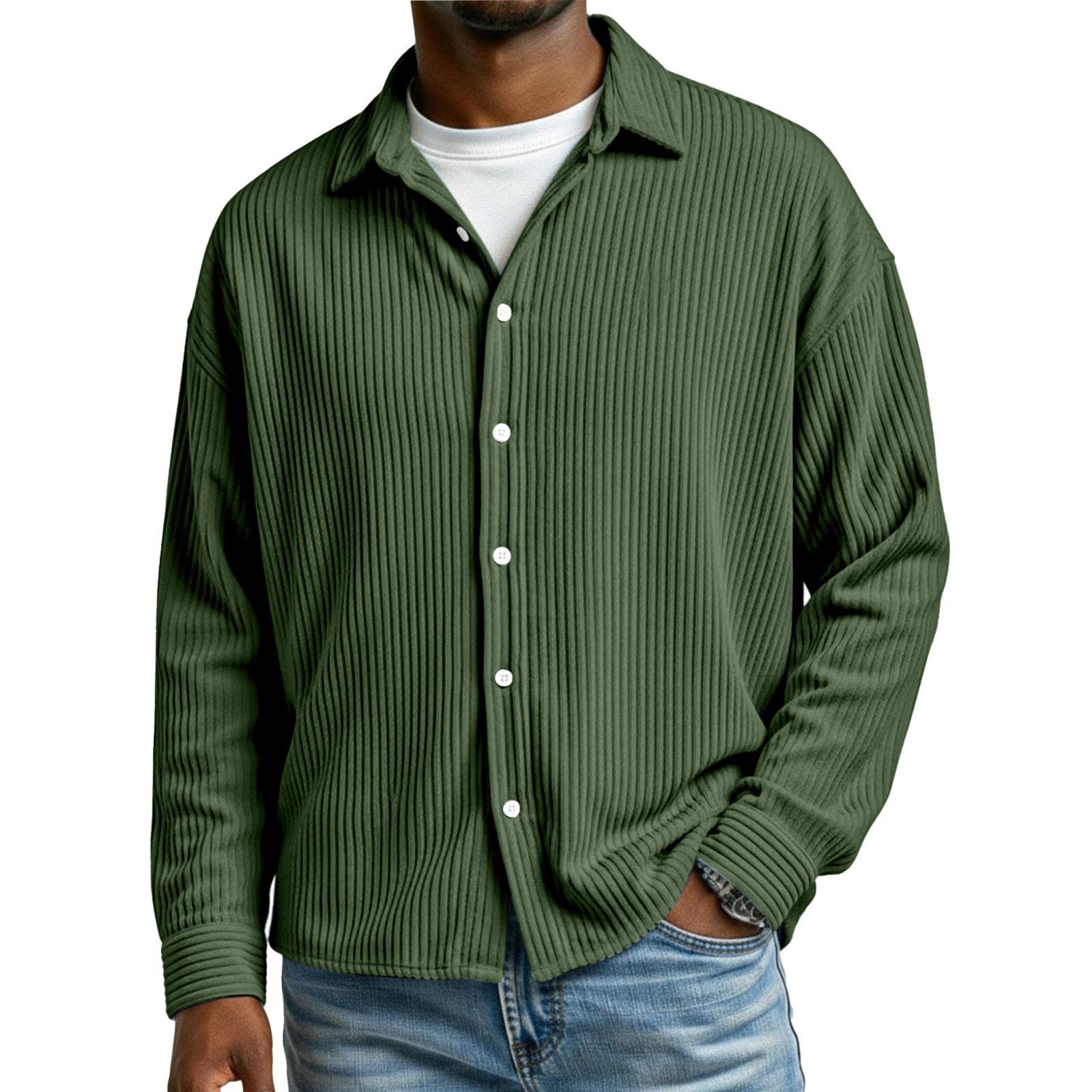 Men s Button Down Corduroy Shirt Jacket Casual Soild Long Sleeve Shacket Lightweight Long Sleeve Overshirts Jackets XXXL