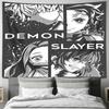 Monochrome Manga Style Decorative Wall Hanging  Japanese Anime Theme Decor Tapestry