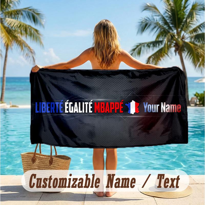 Custom Text Beach Towel, Soft Absorbent Swimming Multi-use TowelFrance national football team