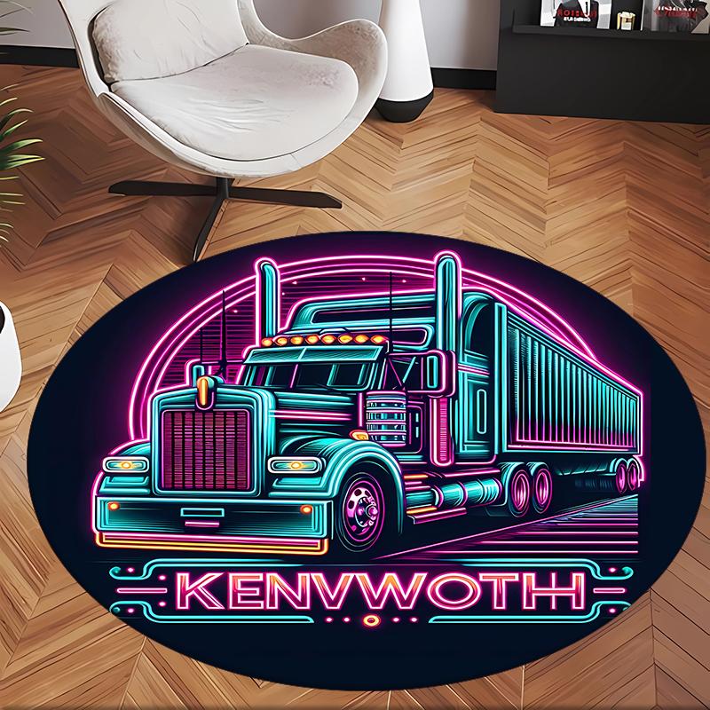 Kenworth (1) Round Office Rug Decorative Floor Rug for Office Bedroom Living Room and Home Space