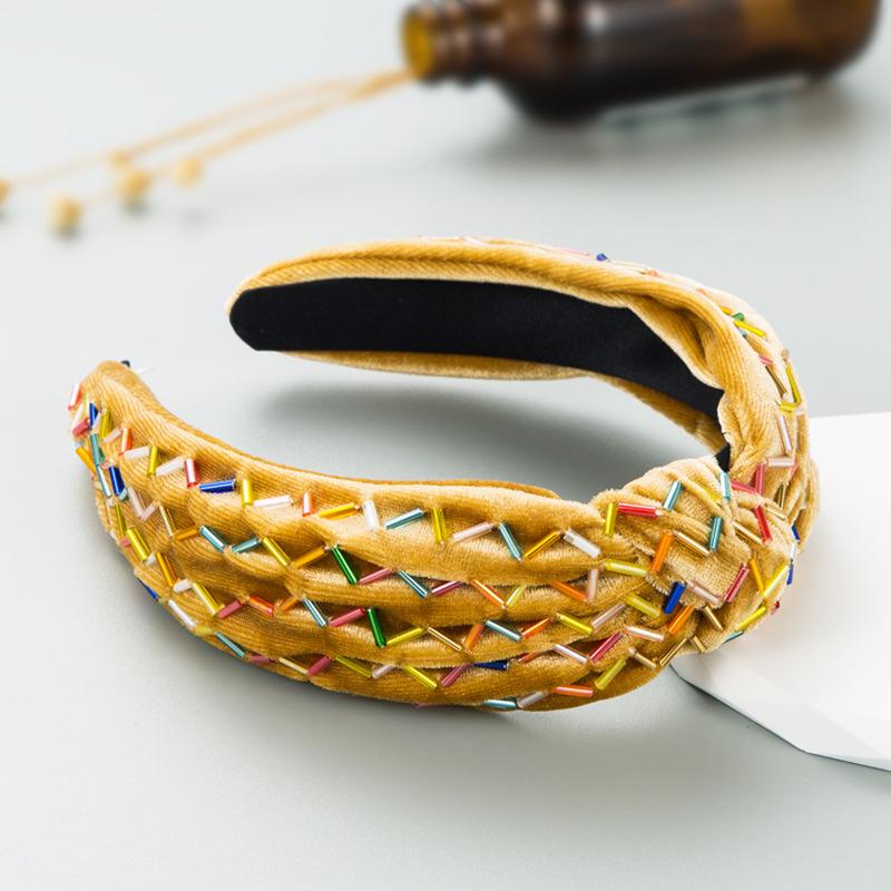 Women Hairband Flannelette Pure Sewing Knotted Hair Clip Retro Wide Edge HairHoop