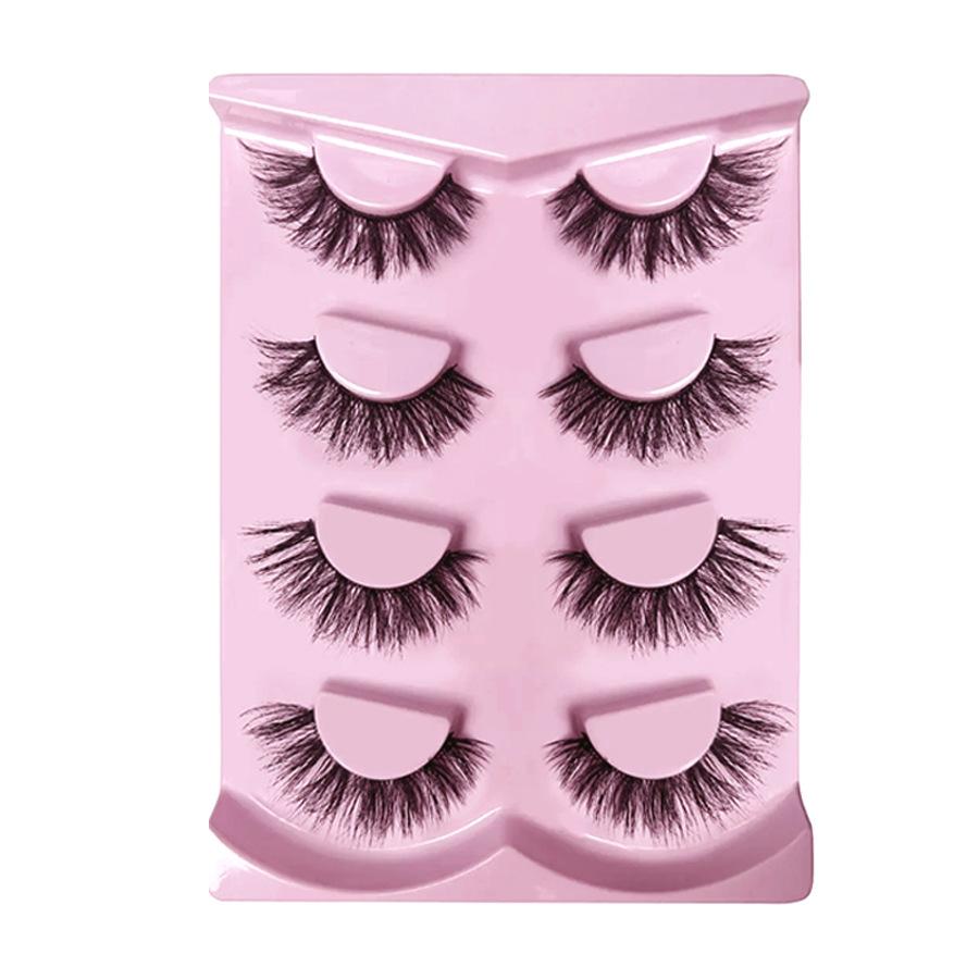4 Pairs of Popular Fake eyelashes,Messy Style, Voluminous and Fluffy Look,glue Required