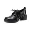 Krazing Pot Microfiber Round Toe Thick Med Heels Spring Summer Shoes Big Size 43 Size 33 Women Lace Up Platform Pumps
