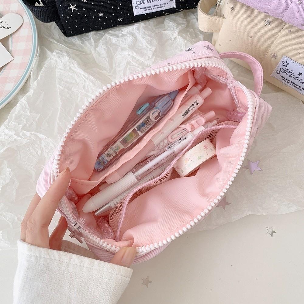 Y2k Star Dots Pencil Case Print Pencil Pouch Cosmetic Bag Korean Style Pen Bag Office