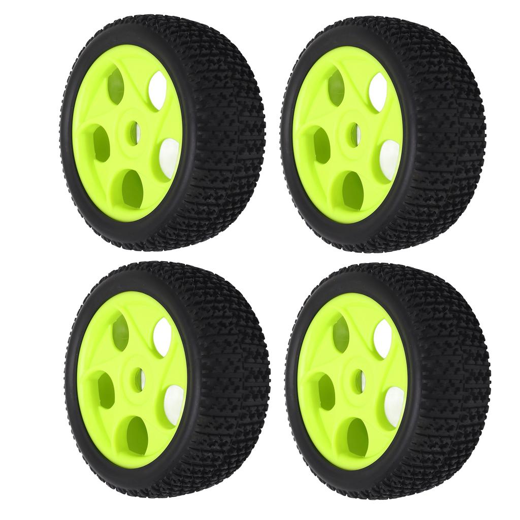 4Pcs RC Tires 5 Holes 17mm Hex Diameter Sturdy Green RC Wheel Rims Tires For  1/8 RC Car