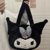 Kuromi Large Tote Bag With Plush Embroidery For Daily Casual Use