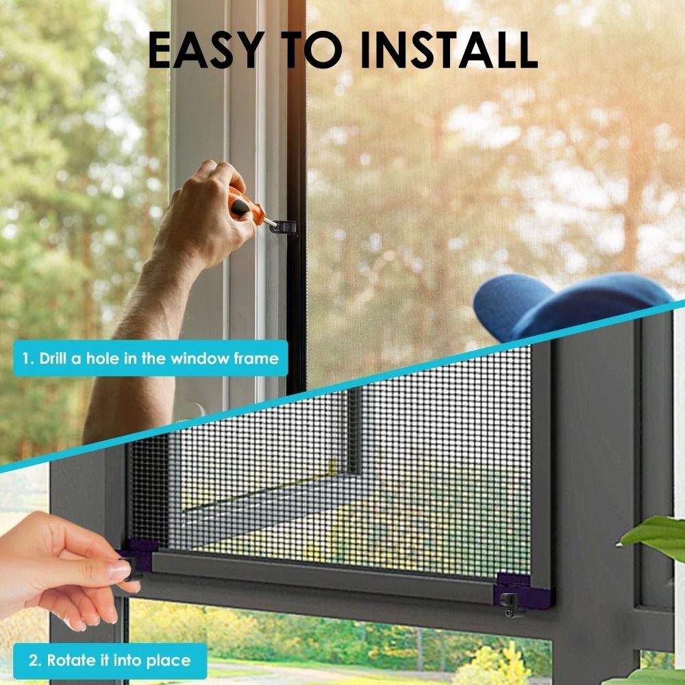24pcs with Screws Window Screen Clips Offset Design Weather Resistant Storm Window Clips Universal Window Fastening Kit